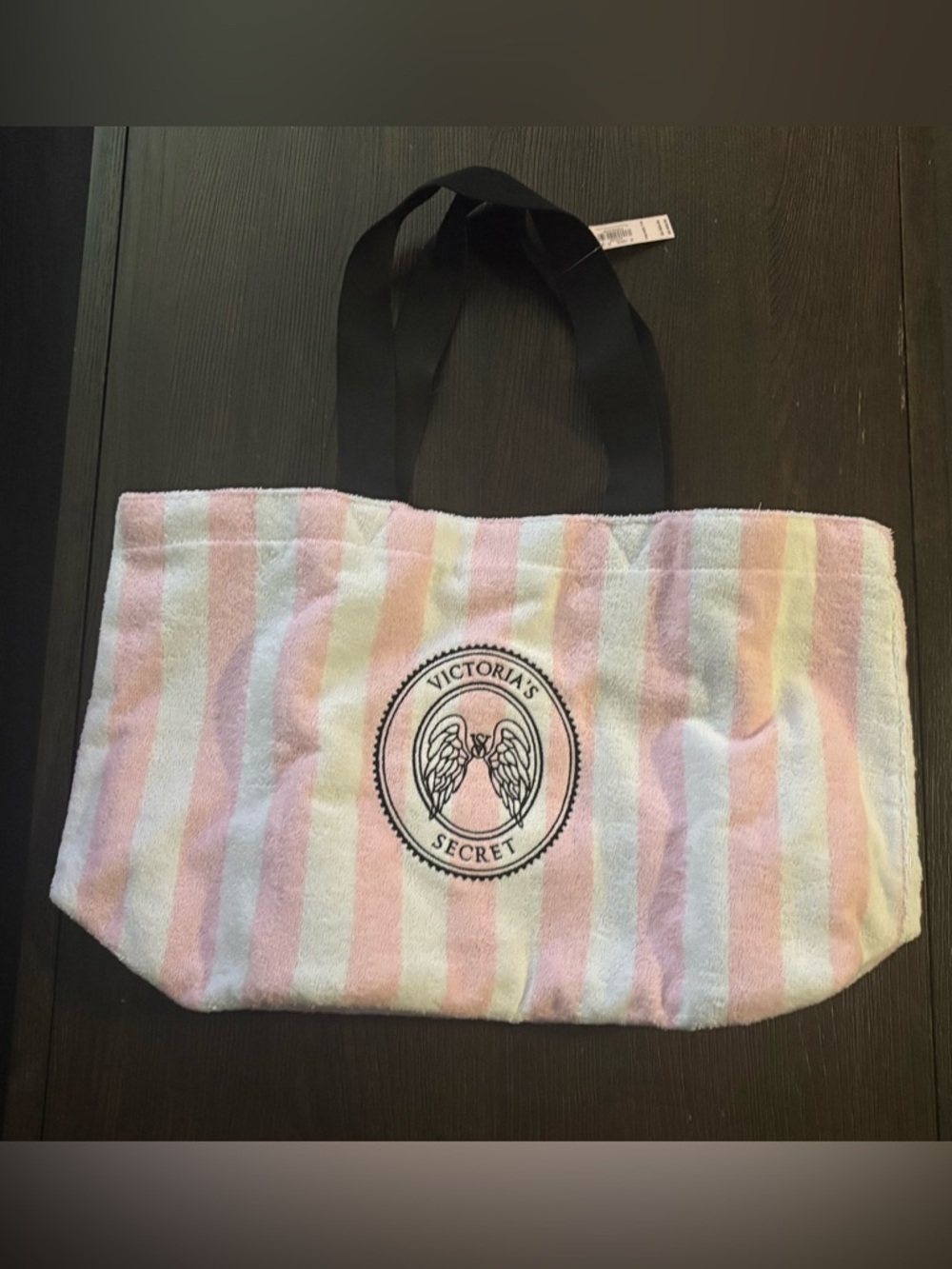 NEW Victoria's Secret Pink and White Striped Terry Tote